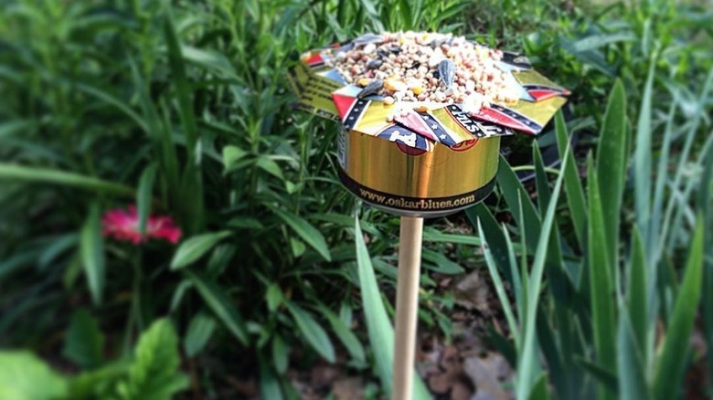 bird feeder made from aluminum can