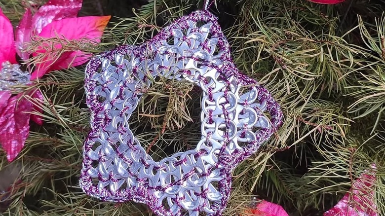 tree ornaments made with soda pull tabs