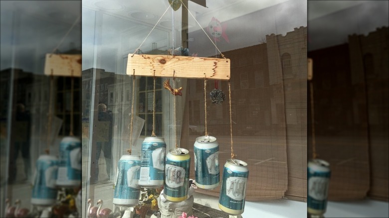 windchime made from wood and cans