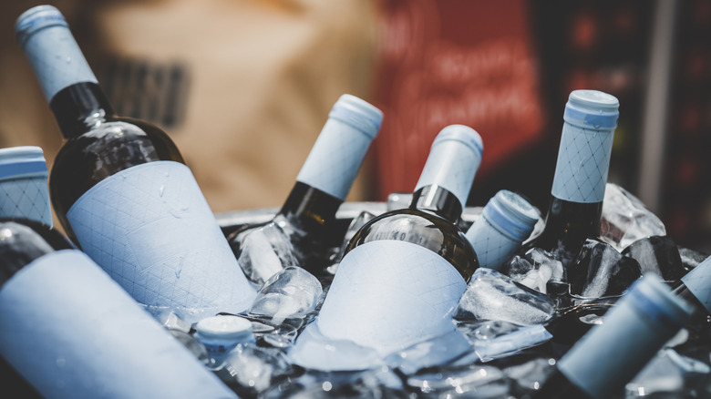bottles sitting in a DIY ice bucket