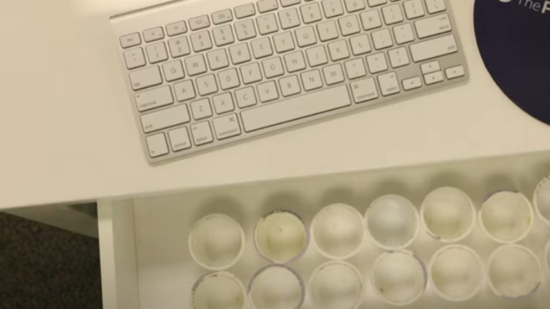 coffee pods, empty, in a drawer