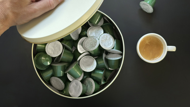 coffee pods in a container