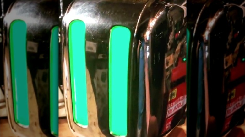 Chrome toaster converted to lamp