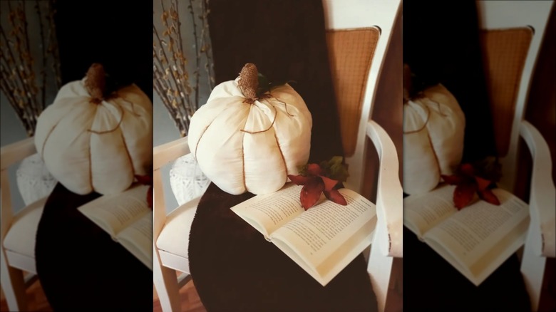 white repurposed pillow pumpkin
