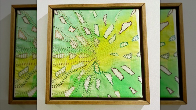 green and yellow pillowcase art