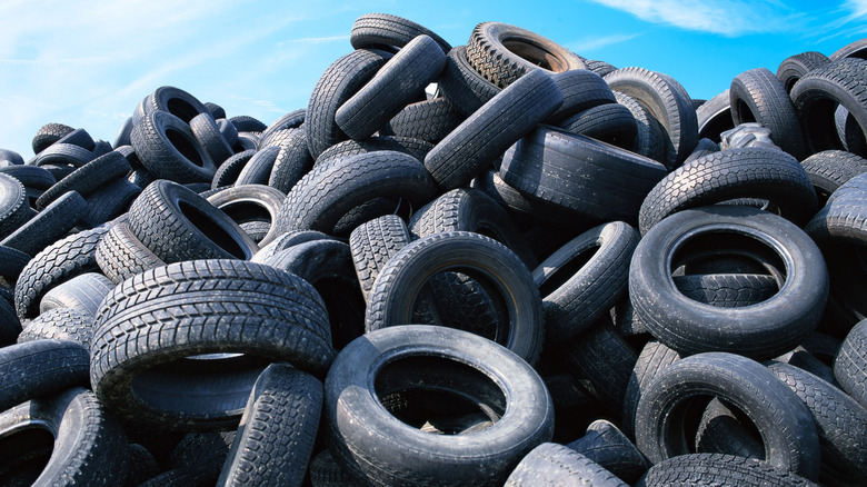 Old tires waiting to be recycled