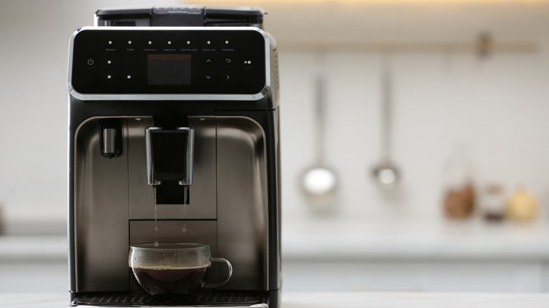 Espresso machine sitting on a kitchen counter