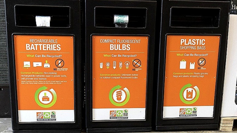 Battery recycling bin at Home Depot