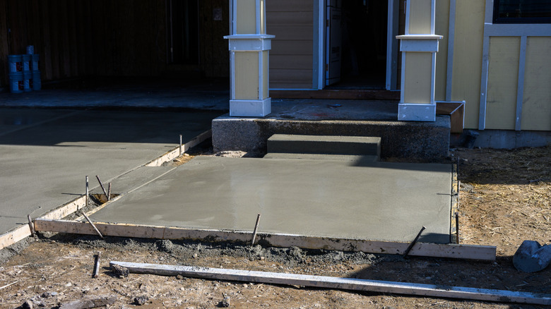 Letting concrete cure.