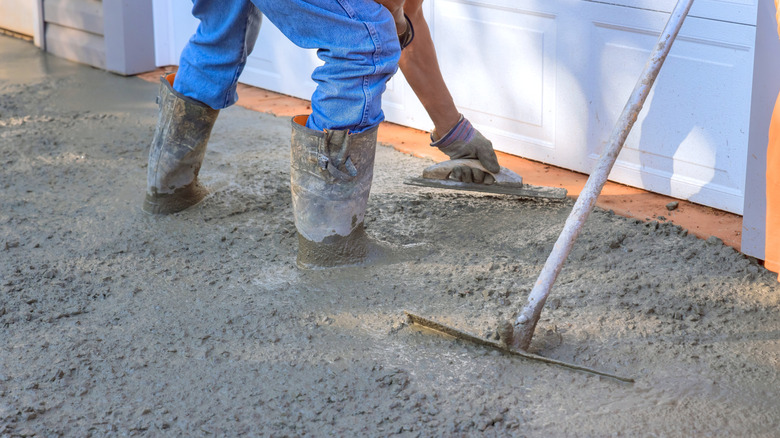 Laying concrete driveway at home