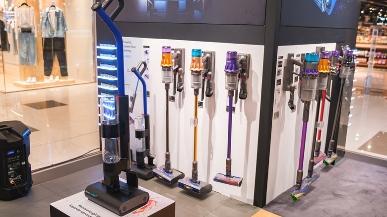 Dyson cordless vacuum display in mall