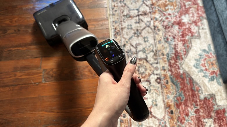 First person perspective of using Dreame Aero Ultra Steam Vacuum Mop