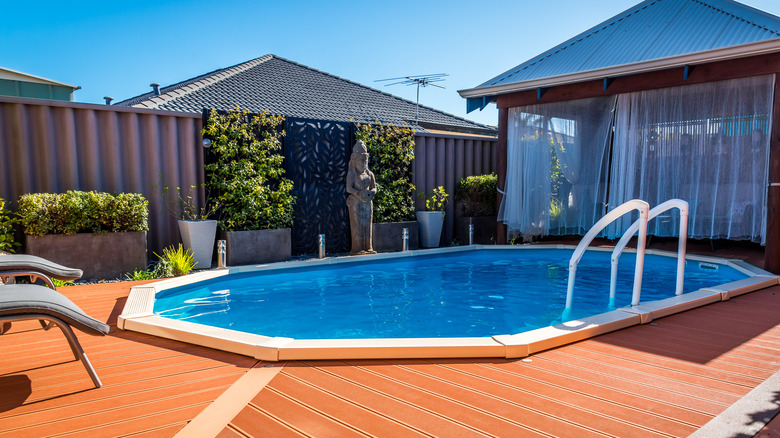 above-ground pool with spacious deck