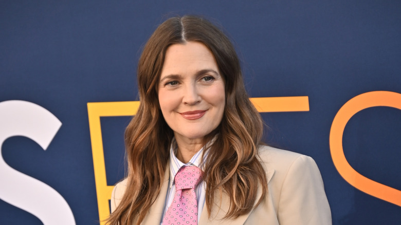 Drew Barrymore posing at a CBS event in 2025