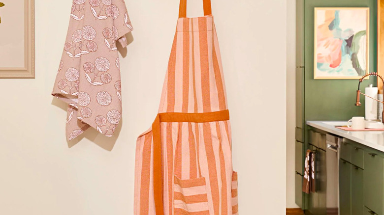 Apron hanging on a wall.