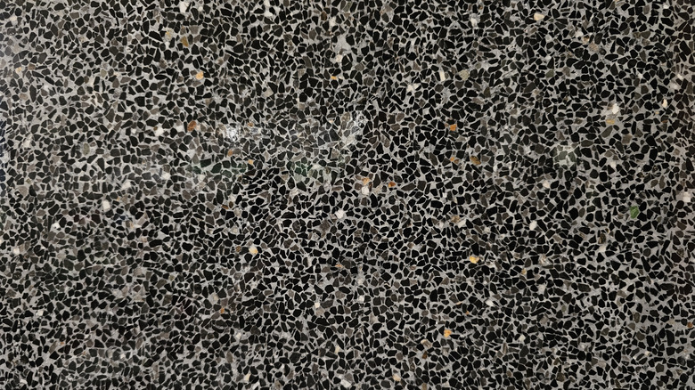 Exposed aggregate concrete driveway close-up