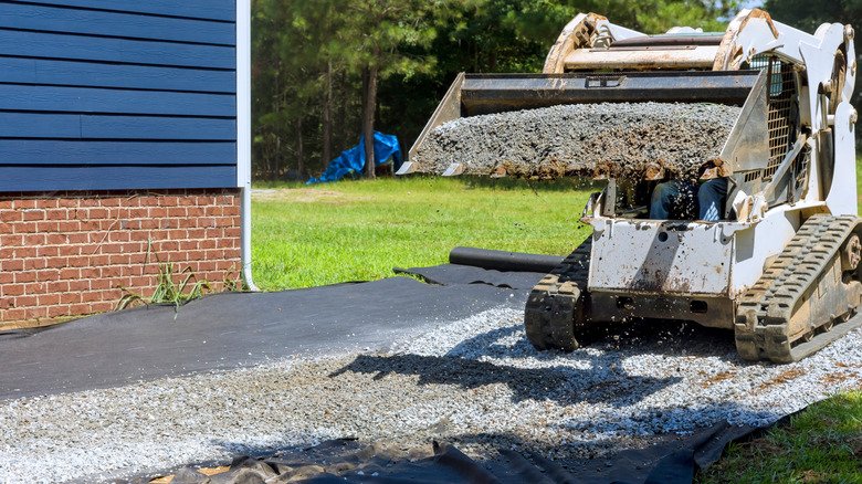 Gravel driveway being laid