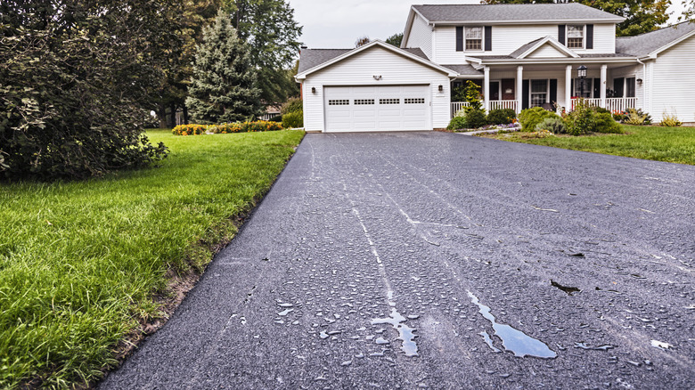 black asphalt driveway