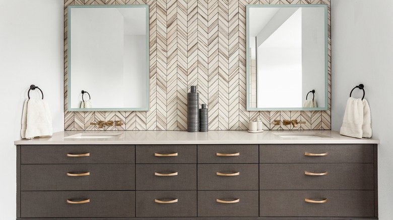 stylish bathroom with undermount sinks