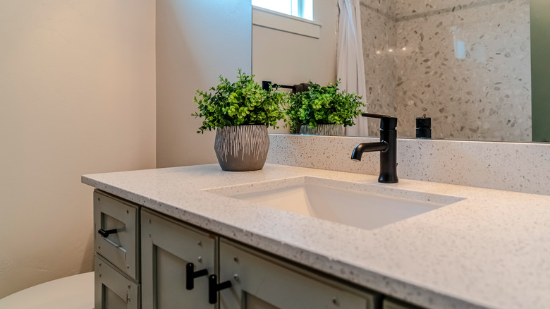 undermount sink in bathroom