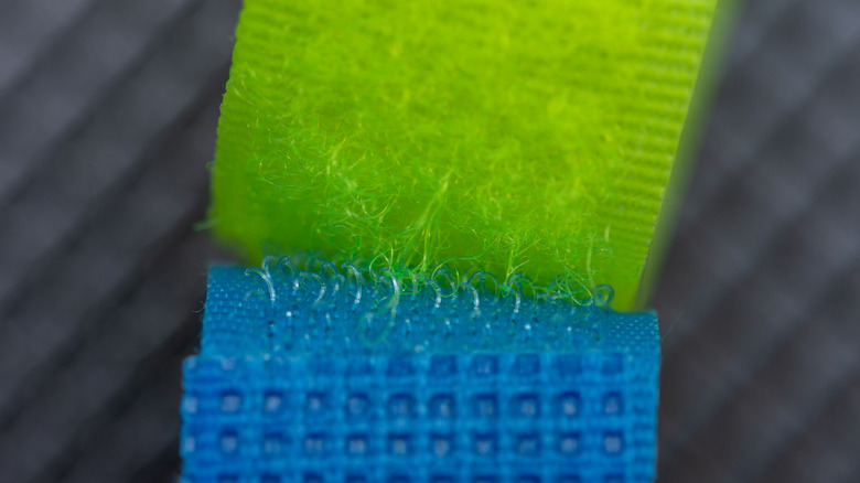 Strip of green and blue Velcro