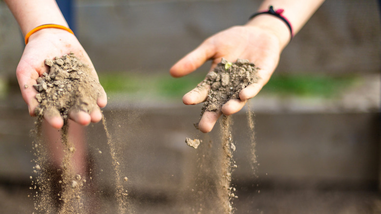 Soil running through open hands