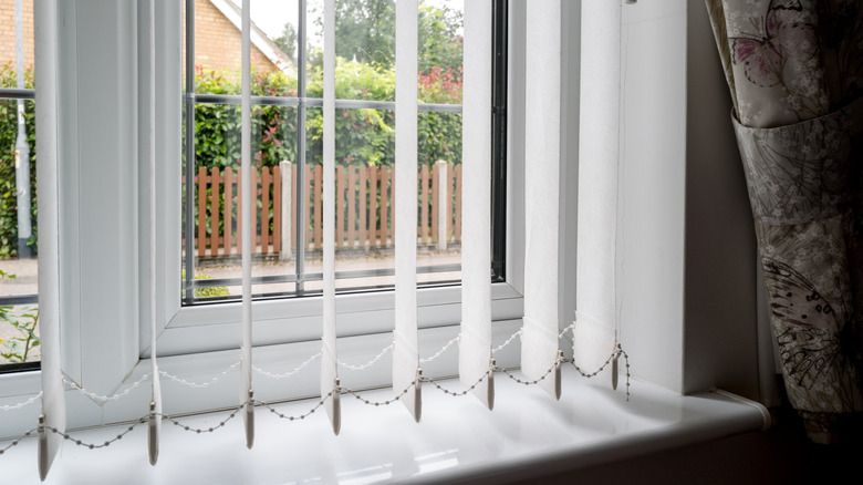 Opened vertical blinds exposing view