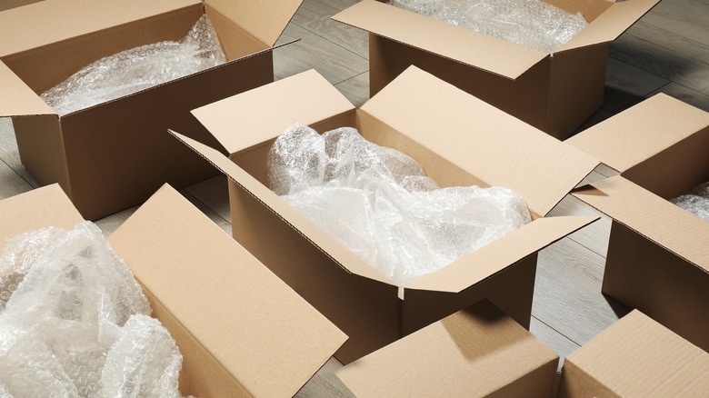 Bubble wrap in boxes