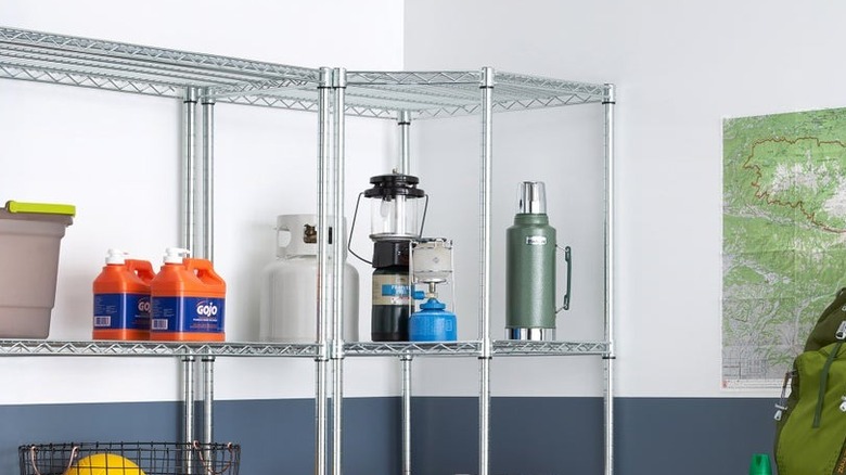 The Trinity EcoStorage 4-Tier Corner Wire Shelving Rack with Wheels