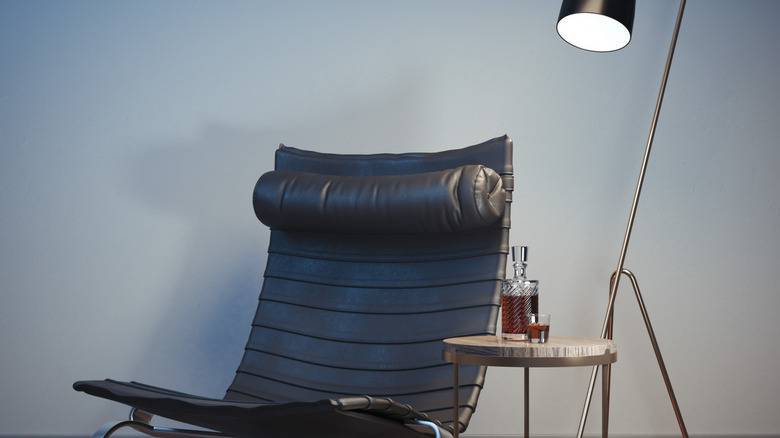 modern interior with black chair