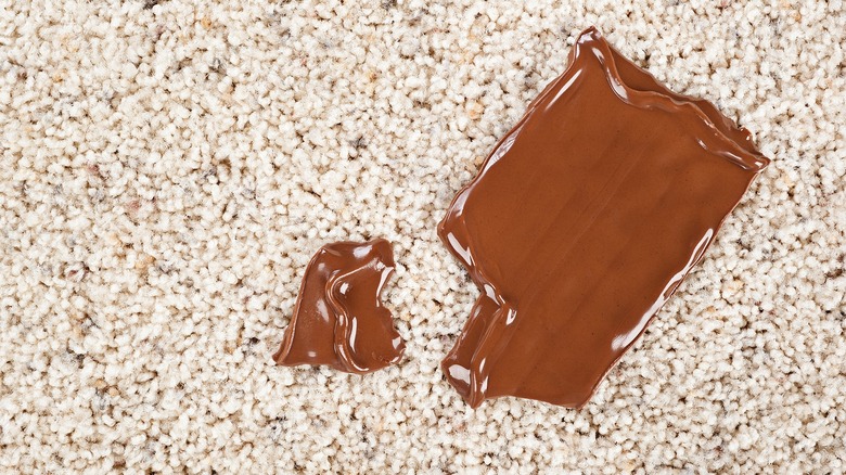 Chocolate bar melted on carpet