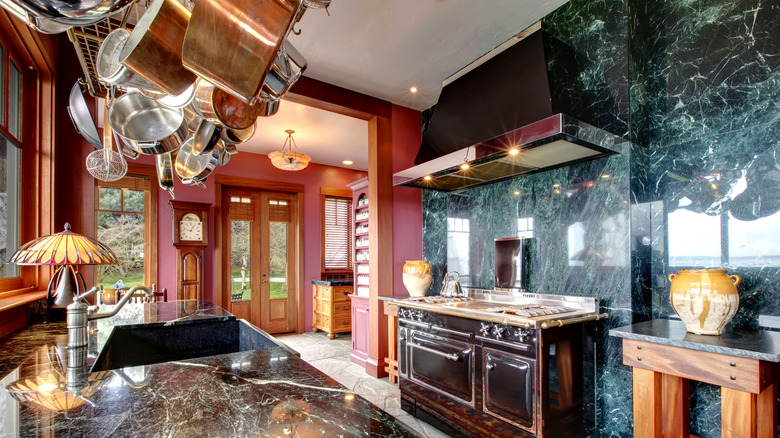 pot rack in kitchen