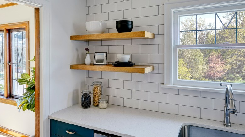 open shelves in kitchen