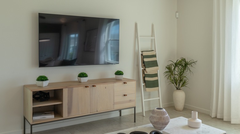 blanket ladder in living room