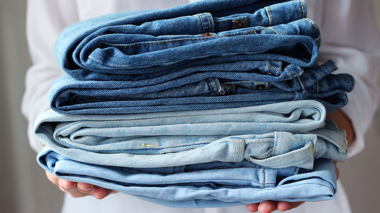 folded jeans