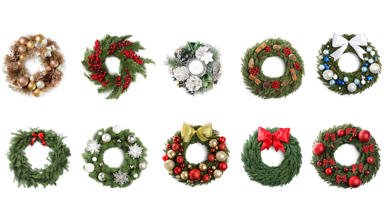 wreaths on white background