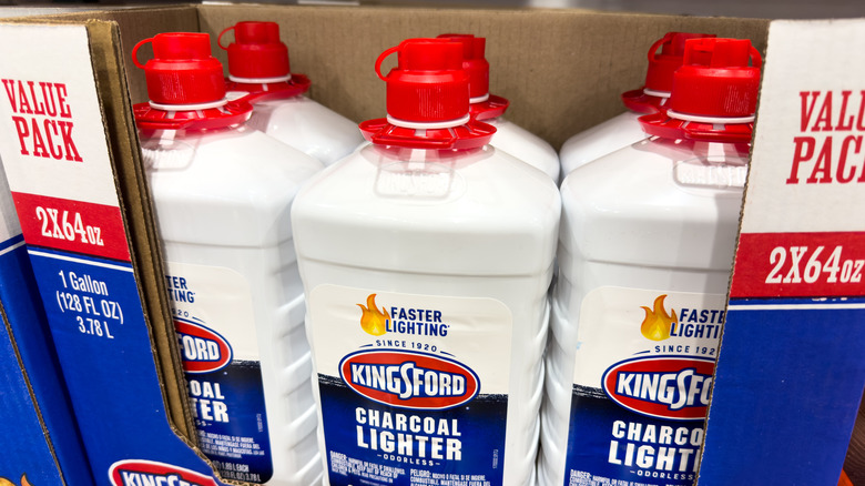 Box of lighter fluid on a shelf at the store