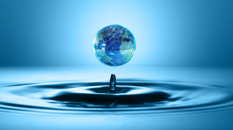 Globe encapsulated in water drop