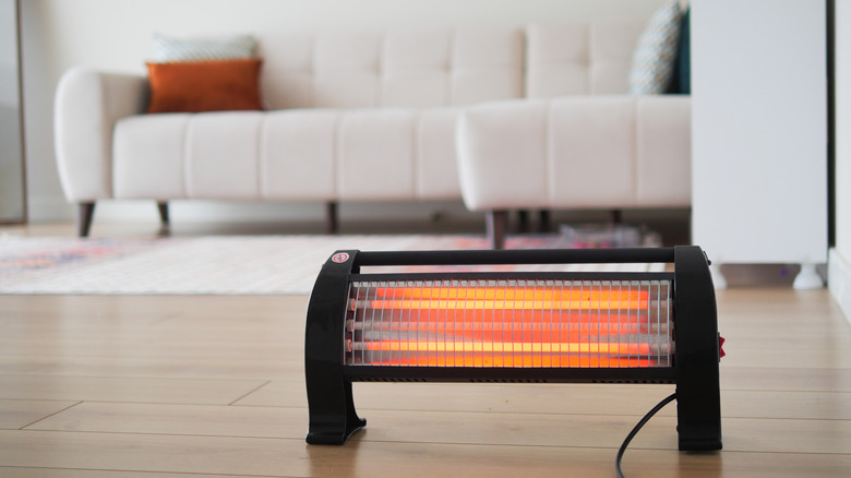 An electric heater in a living room