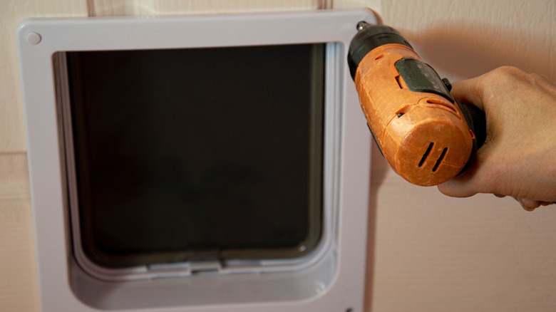 pet door being installed