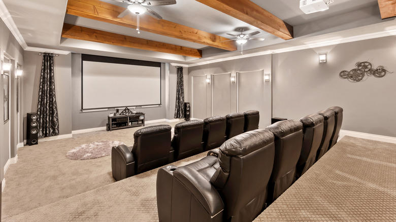 home theater with chairs and large screen