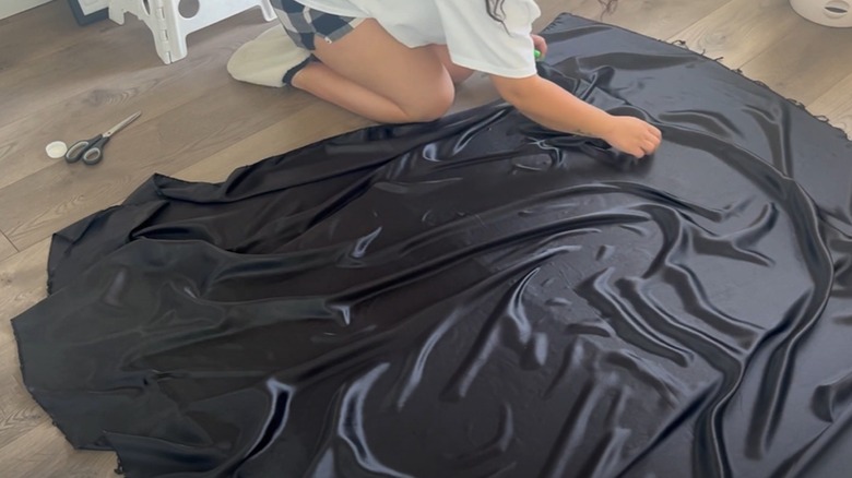 Draping satin over a canvas