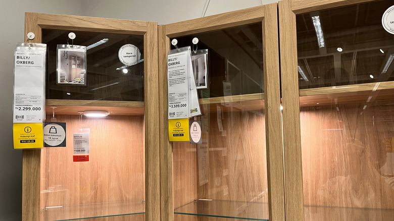 IKEA shelves with glass doors
