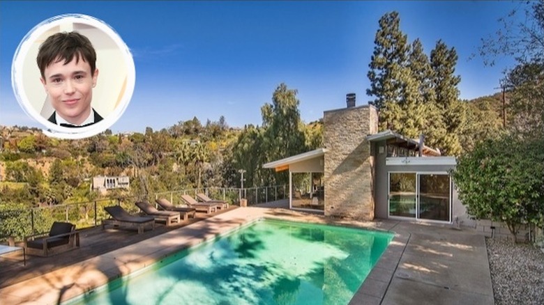 modern hillside home with pool
