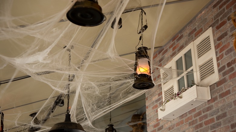 Fake spider webs and black laterns