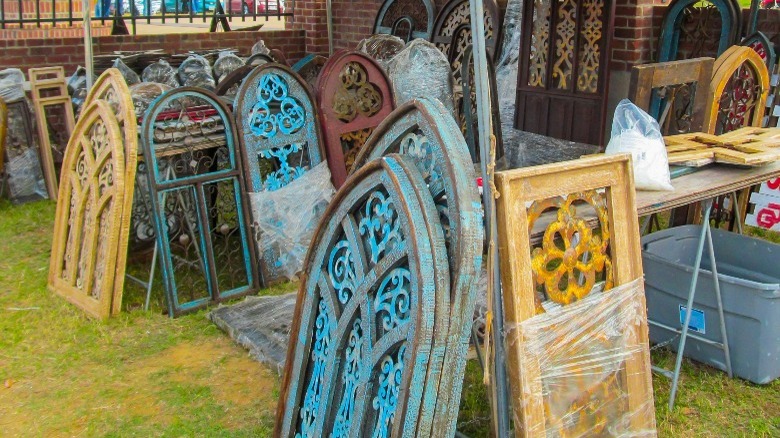 Ornate antique window frames