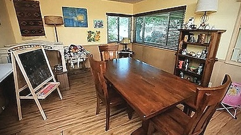 Kid-cluttered dining room