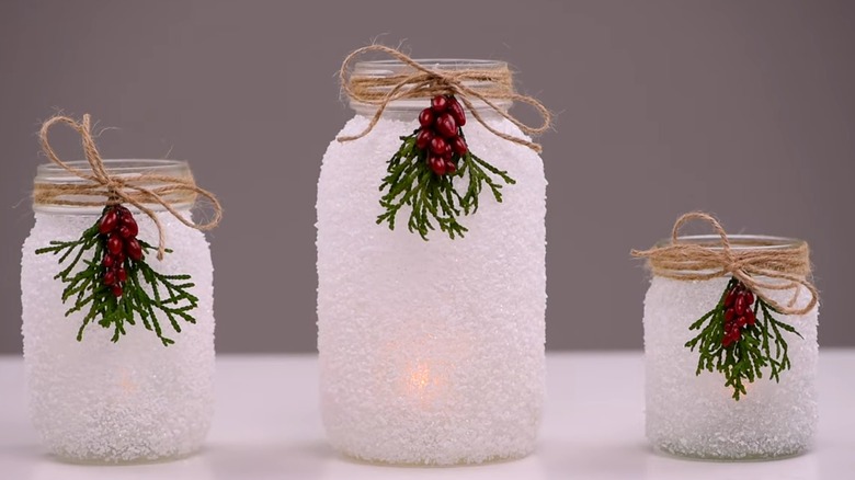 DIY Snowy Mason Jars - One Little Project