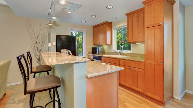 double-tiered kitchen island modern home