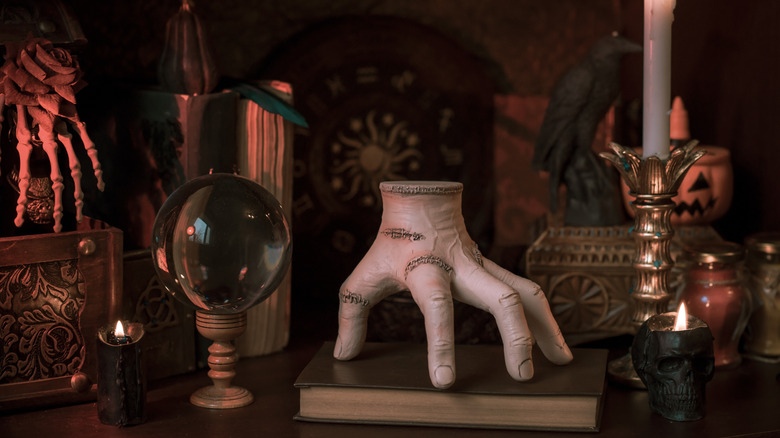 Halloween decor on a shelf